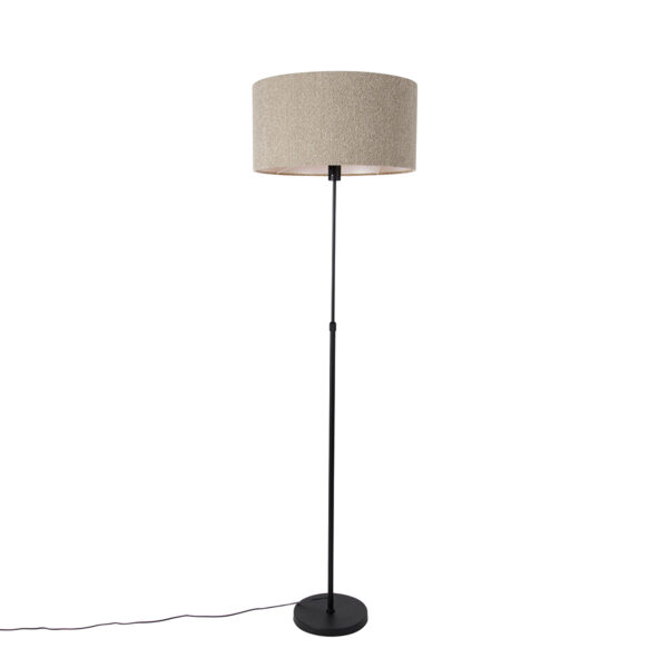 Állólámpa fekete állítható boucle árnyékolóval bézs 50 cm - Parte