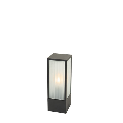 Kültéri állólámpa fekete bordázott üveggel 40 cm IP44 - Charlois