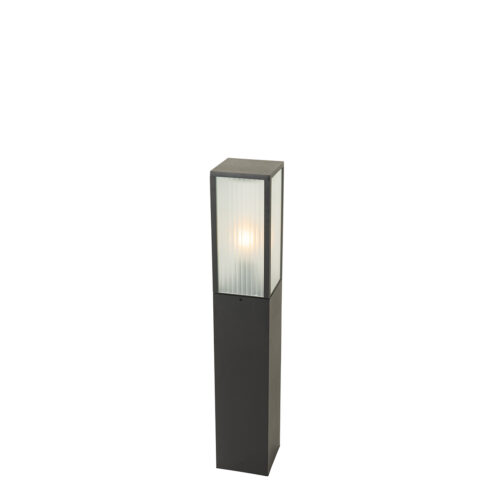 Álló kültéri lámpa fekete bordázott üveggel 80 cm IP44 - Charlois