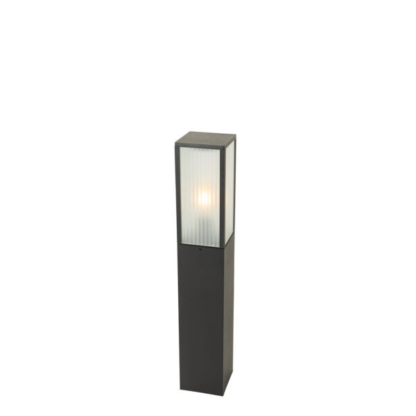 Álló kültéri lámpa fekete bordázott üveggel 80 cm IP44 - Charlois