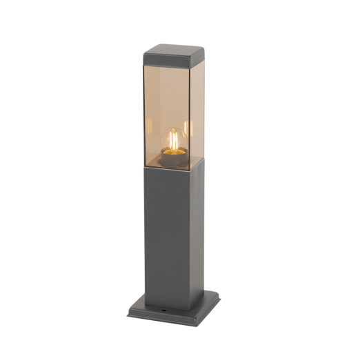 Modern kültéri lámpaoszlop sötétszürke füstüveggel 45 cm - Malios