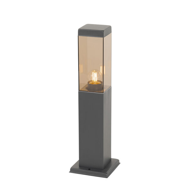 Modern kültéri lámpaoszlop sötétszürke füstüveggel 45 cm - Malios