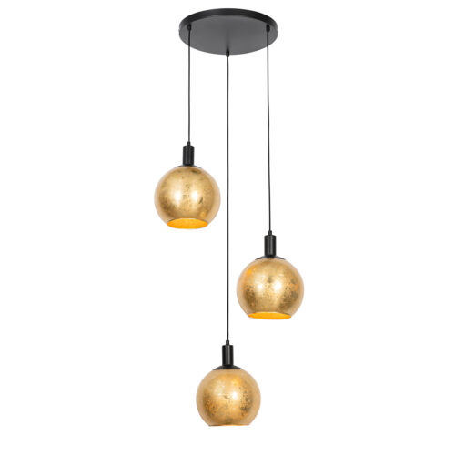 Design lógólámpa fekete arany üveggel 3-lámpás - Bert