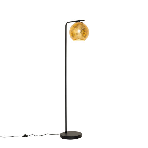 Design állólámpa fekete aranyszínű üveggel - Bert
