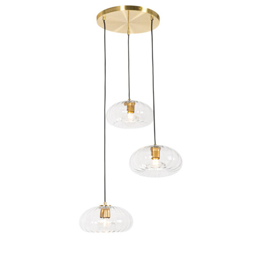 Art Deco lógólámpa arany üveggel kerek 3-lámpás - Ayesha
