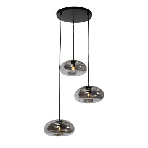 Art Deco lógólámpa fekete füstüveggel kerek 3-lámpás - Ayesha