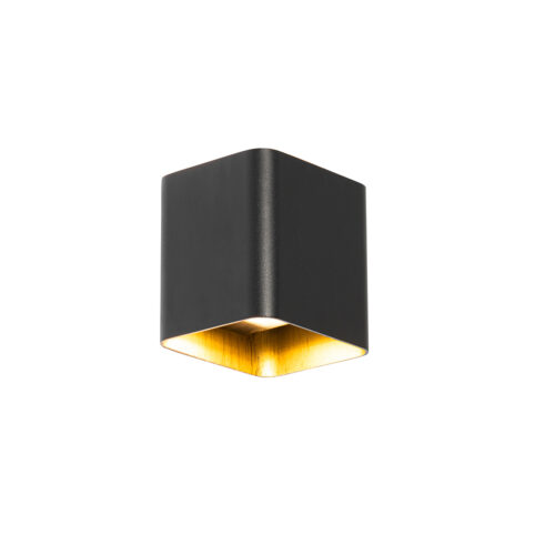 Modern fekete fali lámpa LED-del IP54 négyzet alakú - Evi
