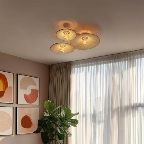Design fali lámpa fehér szövettel 3-lámpás - Jane