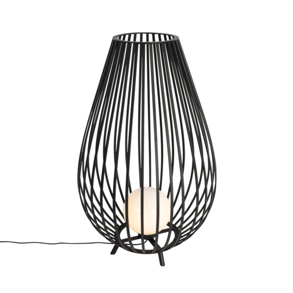 Design állólámpa fekete opál üveggel 110 cm - Angela