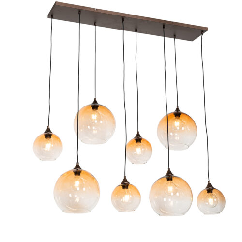Art Deco lógólámpa sötét bronz színű borostyánüveggel 8 lámpás - Sandra