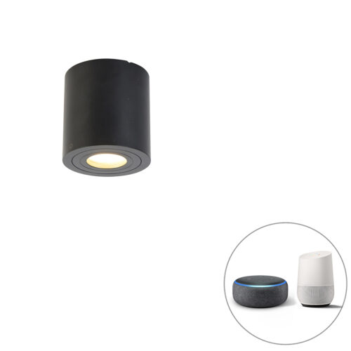 Okos fürdőszoba spotlámpa fekete kerek IP44 WiFi-vel GU10 - Capa