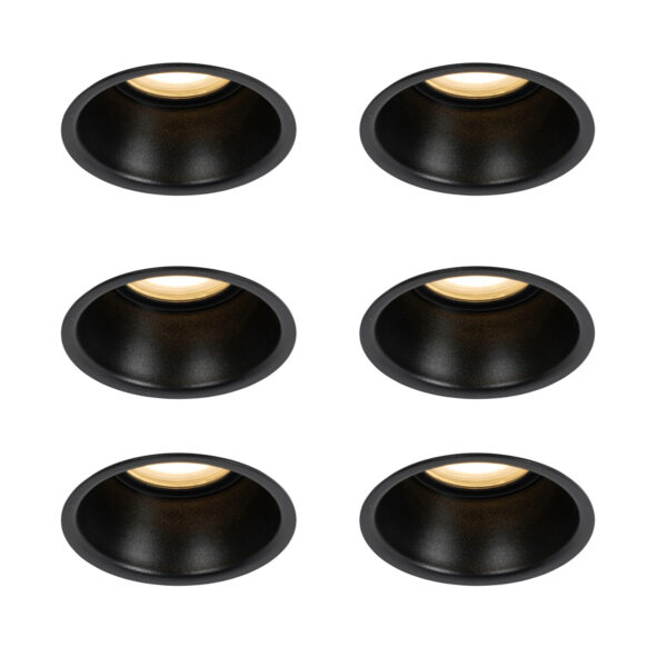 6 db-os süllyesztett spotlámpa szett fekete GU10 50 mm IP44 - Dept