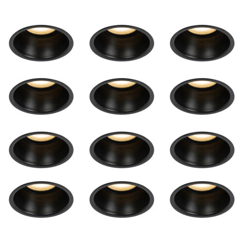 12 db fekete GU10 beépíthető spotlámpa szett 50 mm IP44 - Dept