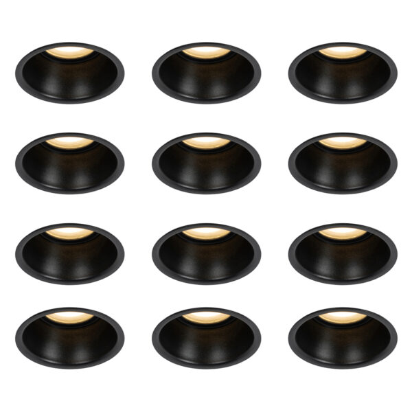 12 db fekete GU10 beépíthető spotlámpa szett 50 mm IP44 - Dept