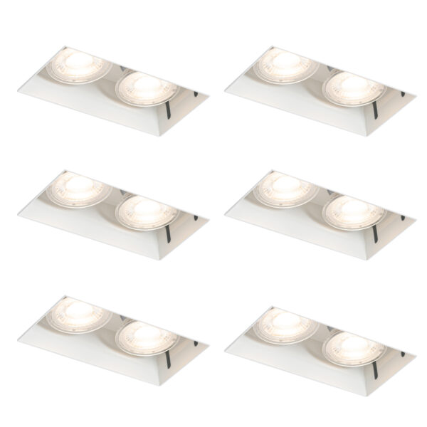 6 db-os beépíthető spotlámpa szett fehér GU10 50 mm 2 fényű