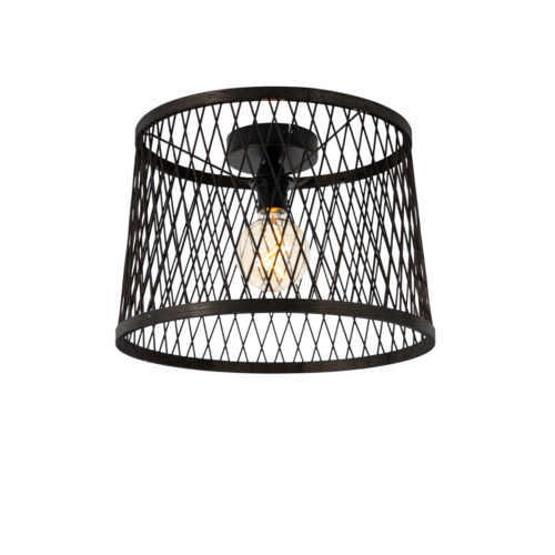 Rusztikus mennyezeti lámpa fekete rattan 40 cm IP44 - Calamus