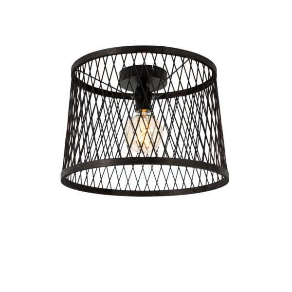 Rusztikus mennyezeti lámpa fekete rattan 40 cm IP44 - Calamus