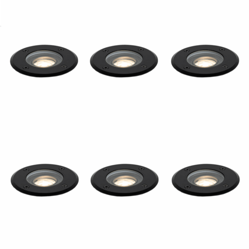 6 db modern kültéri talajszpotlámpa szett fekete 35 mm állítható IP65 - Delux