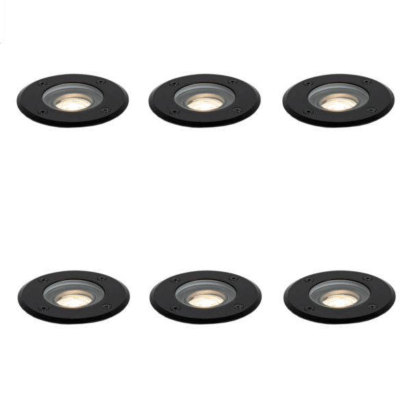 6 db modern kültéri talajszpotlámpa szett fekete 35 mm állítható IP65 - Delux