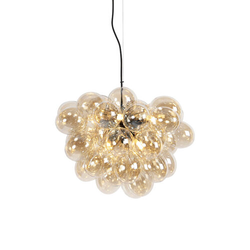 Art Deco függőlámpa fekete borostyán üveggel 8 lámpás - Uvas