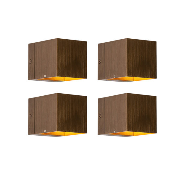 4 db-os készlet intelligens fali lámpa sötét bronz 8 cm