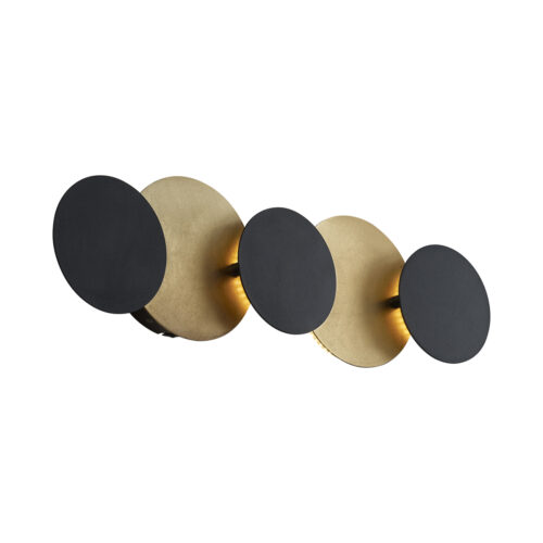 Modern Wall Lamp Black with Gold incl. LED 3-Step Dimmable 5-Light - Sunrise 3