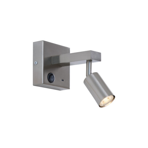 Modern acél fali lámpa USB-C csatlakozóval