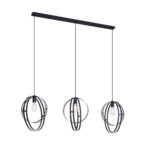 Design függőlámpa fekete téglalap alakú 3-lámpás - Indu