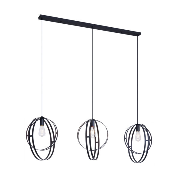 Design függőlámpa fekete téglalap alakú 3-lámpás - Indu
