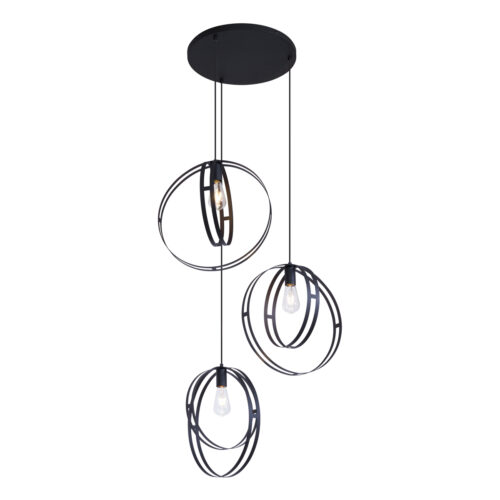 Design függőlámpa fekete kerek 3-lámpás - Indu