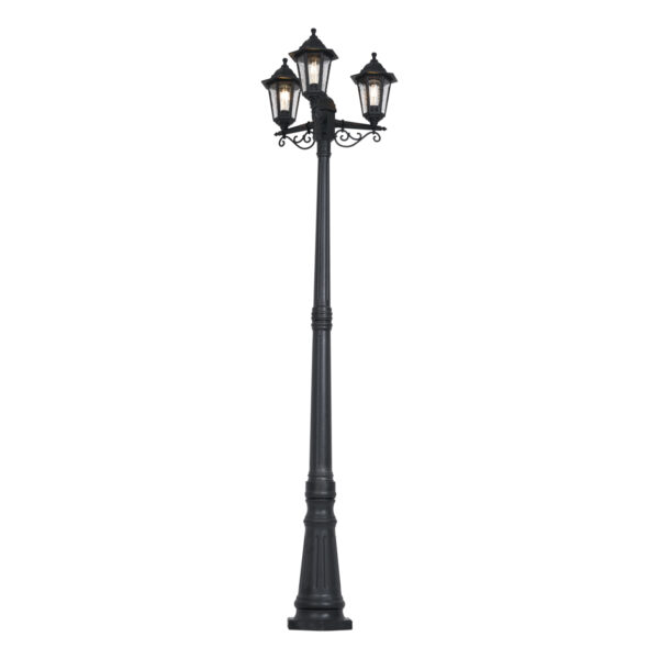 Klasszikus fekete kültéri oszlop 217 cm IP44 - New Haven Hammered