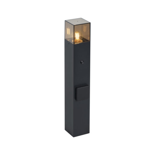 Modern kültéri oszlopos lámpa fekete füstüveggel 50 cm alkonyatérzékelővel IP44 - Denmark