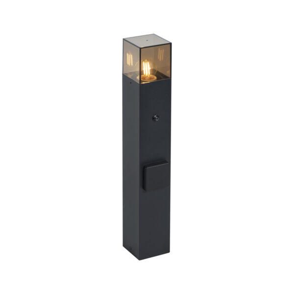 Modern kültéri oszlopos lámpa fekete füstüveggel 50 cm alkonyatérzékelővel IP44 - Denmark