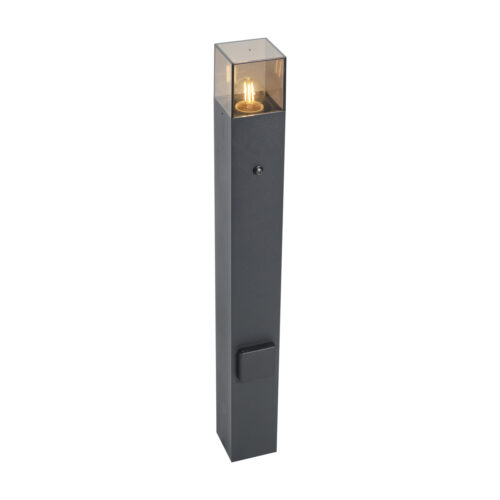 Modern kültéri oszlop lámpa fekete füstüveggel 70 cm alkonyatérzékelővel IP44 - Denmark