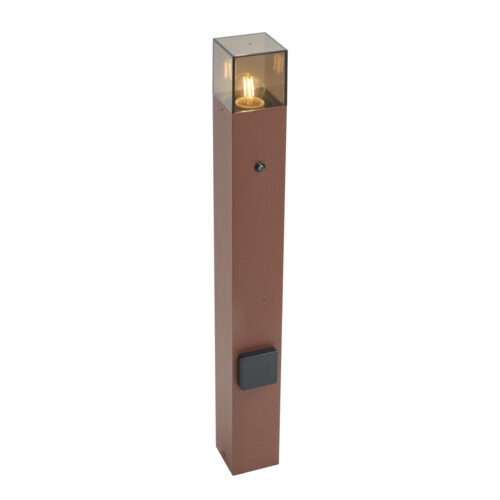 Ipari kültéri oszloplámpa rozsdabarna füstüveggel 70 cm alkonyatérzékelővel IP44 - Denmark