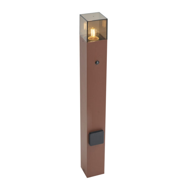 Ipari kültéri oszloplámpa rozsdabarna füstüveggel 70 cm alkonyatérzékelővel IP44 - Denmark
