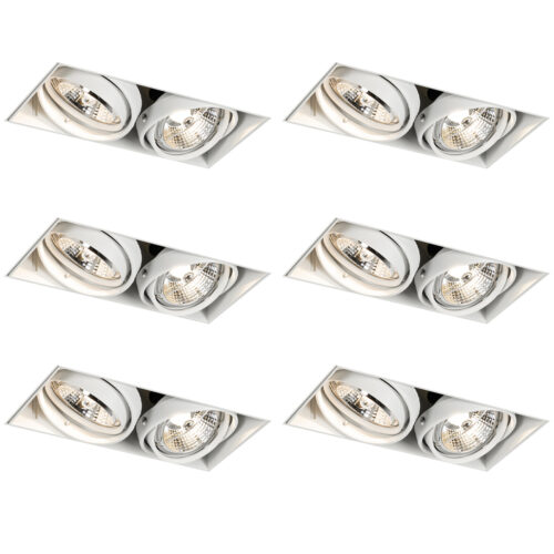 6 darabos süllyesztett spotlámpa szett fehér GU10 50mm 2-fényű keret nélküli - Oneon
