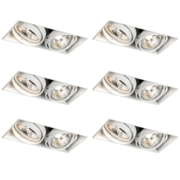 6 darabos süllyesztett spotlámpa szett fehér GU10 50mm 2-fényű keret nélküli - Oneon