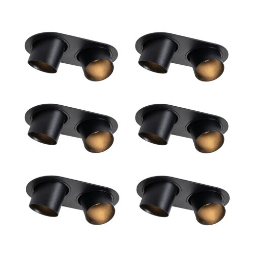 6 darabos fekete süllyesztett spotlámpa készlet GU10 50mm 2-fényes - Installa