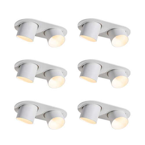 6 darabos süllyesztett spotlámpa szett fehér GU10 50mm 2-fényű - Installa