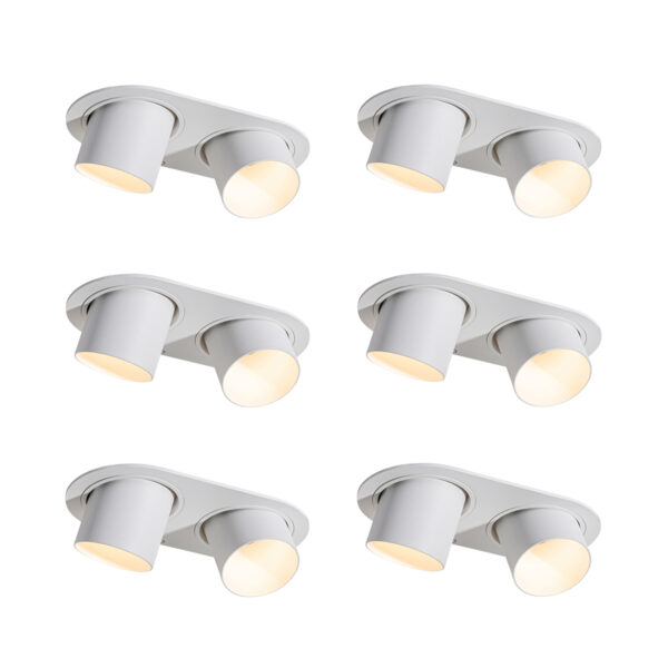 6 darabos süllyesztett spotlámpa szett fehér GU10 50mm 2-fényű - Installa
