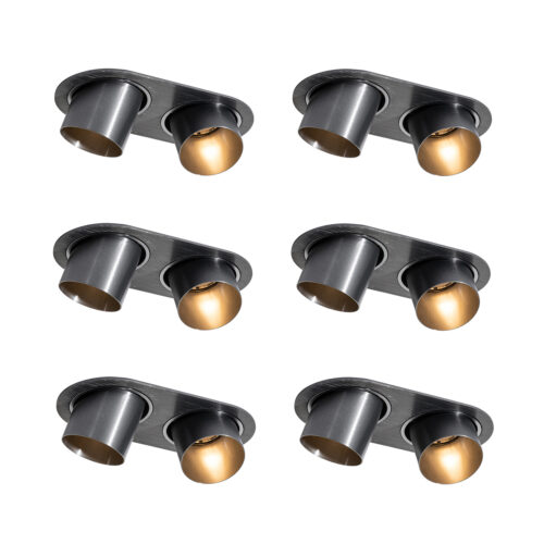6 darabos süllyesztett spotlámpa készlet gunmetal GU10 50mm 2-Lights - Installa