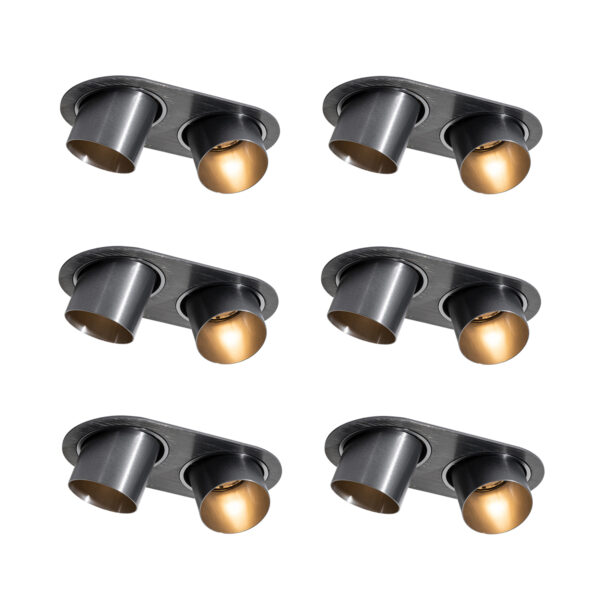 6 darabos süllyesztett spotlámpa készlet gunmetal GU10 50mm 2-Lights - Installa