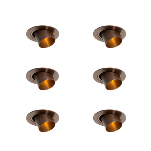 6 darabos süllyesztett spotlámpa szett sötét bronz GU10 35mm kerek dönthető - Installa