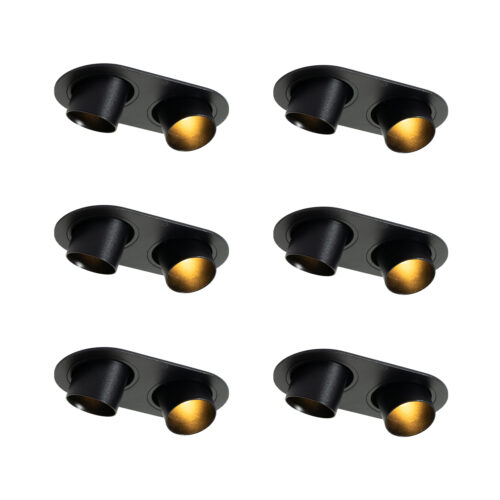 6 darabos süllyesztett spotlámpa készlet fekete GU10 35mm dönthető 2-fényű - Installa