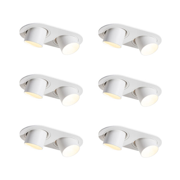 6 darabos fehér süllyesztett spotlámpa készlet GU10 35mm dönthető 2-lámpás - Installa