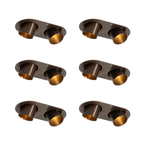 6 darabos süllyesztett spotlámpa szett sötét bronz GU10 35mm dönthető 2-lámpás - Installa