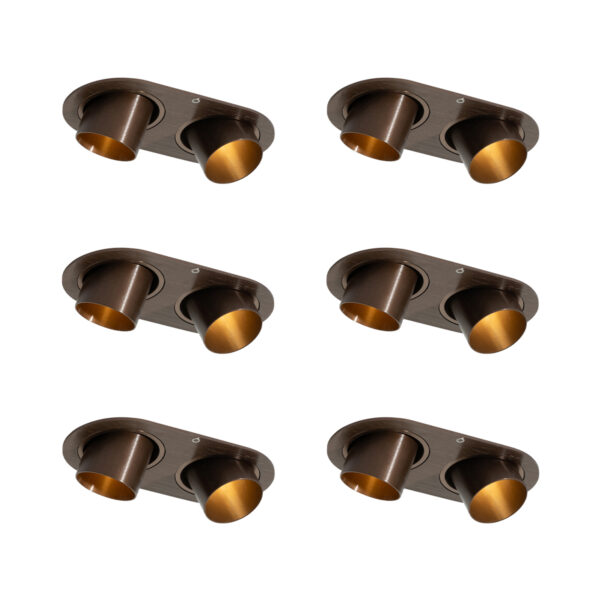 6 darabos süllyesztett spotlámpa szett sötét bronz GU10 35mm dönthető 2-lámpás - Installa