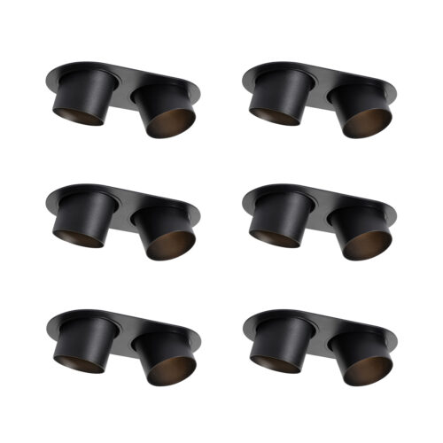 6 darabos süllyesztett spotlámpa készlet fekete GU10 70mm dönthető 2-lámpás - Installa