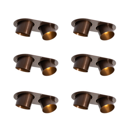 6 darabos süllyesztett spotlámpa szett sötét bronz GU10 70mm dönthető 2-lámpás - Installa